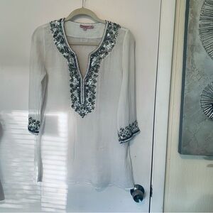 NWOT Calypso St.Barth white cotton beaded blouse size XS